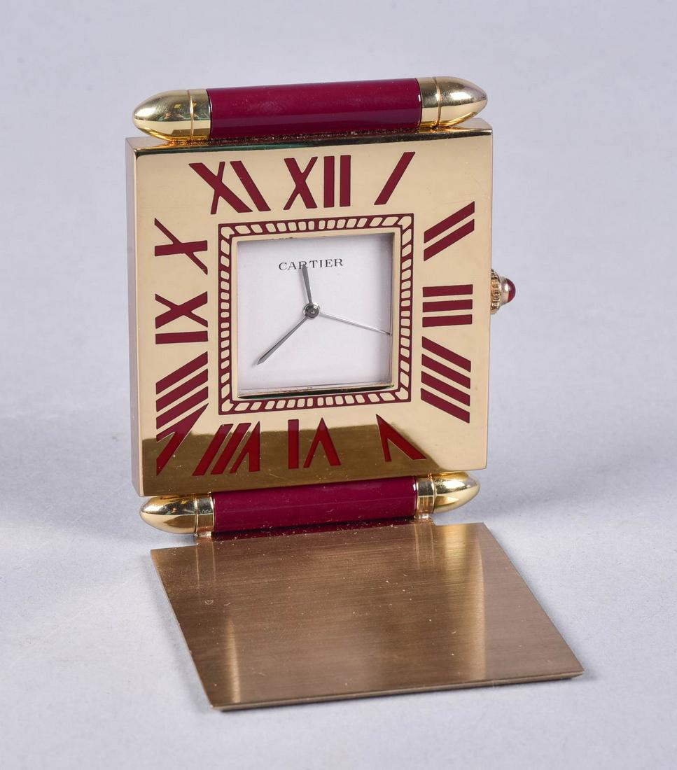 Cartier Quadrant Red Enamel Folding Clock (1 of 2)