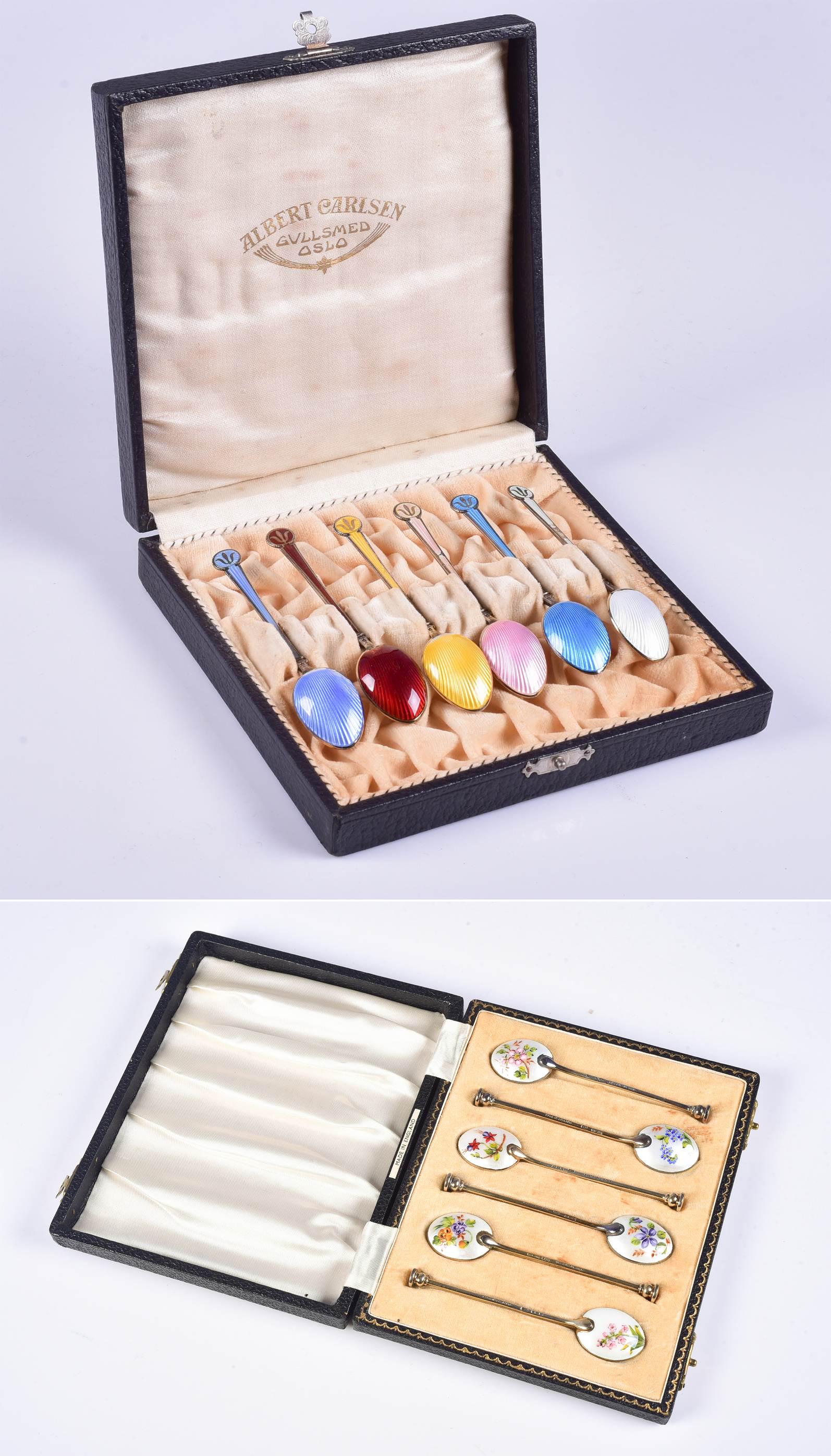 (12) Sterling and Enamel Demitasse Spoons (1 of 6)