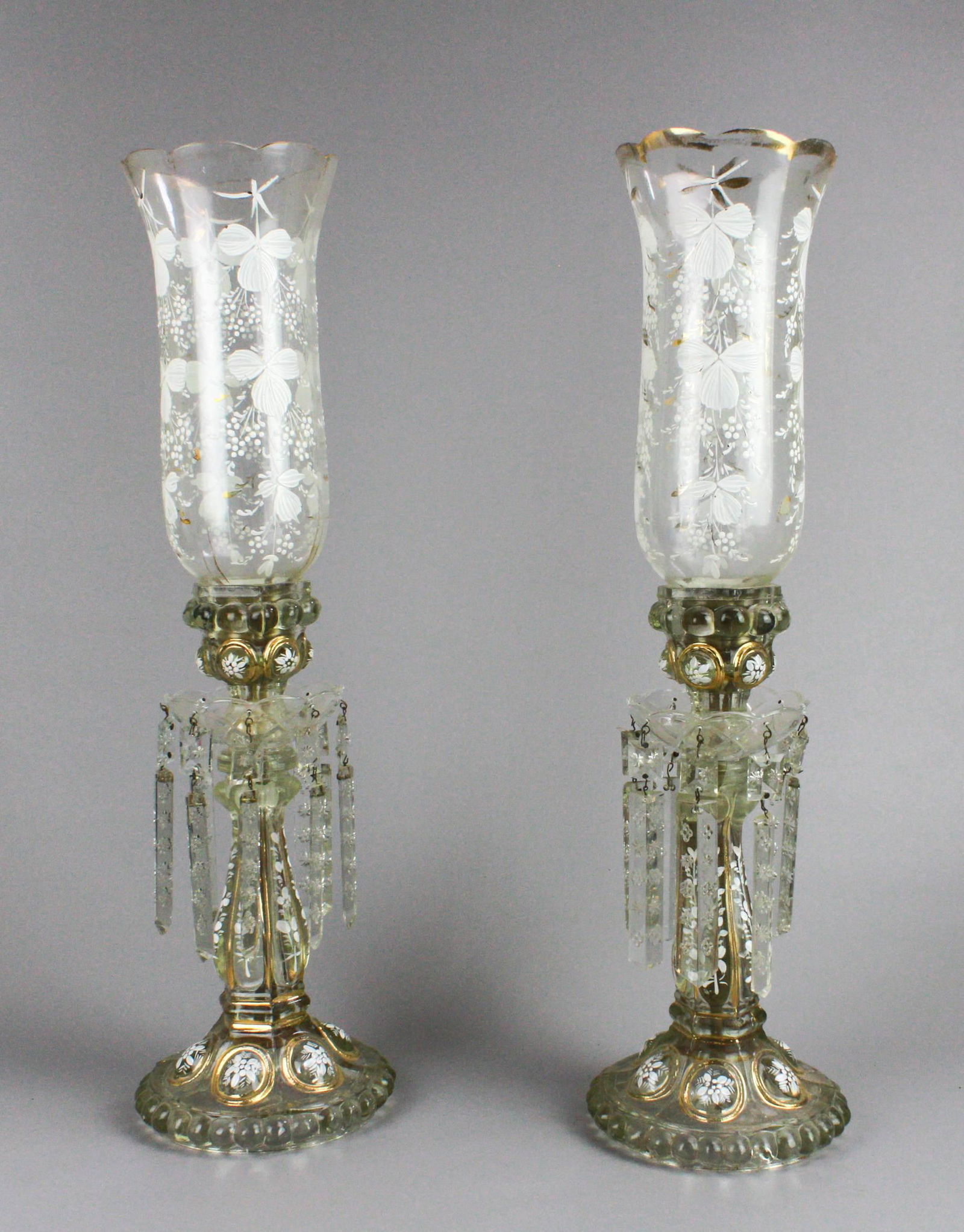 Pair Enamel Painted Lustres (1 of 3)