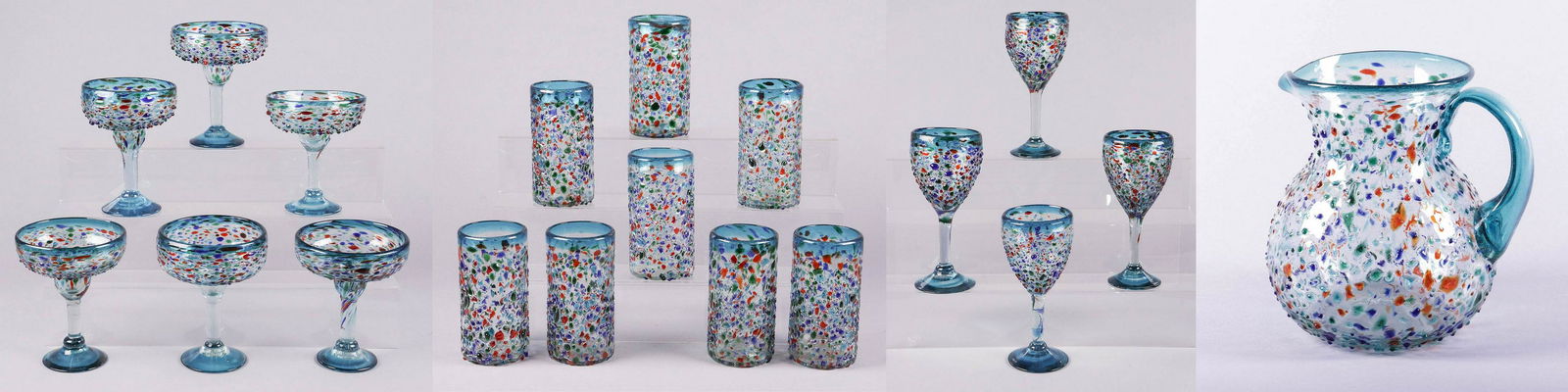 (18) Art Glass Cups and Pitcher (1 of 6)