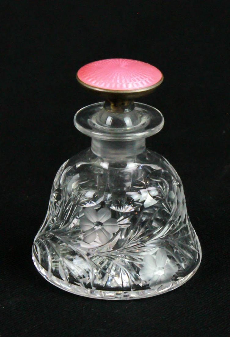 French Cut Crystal & Sterling Guilloche Perfume (1 of 2)