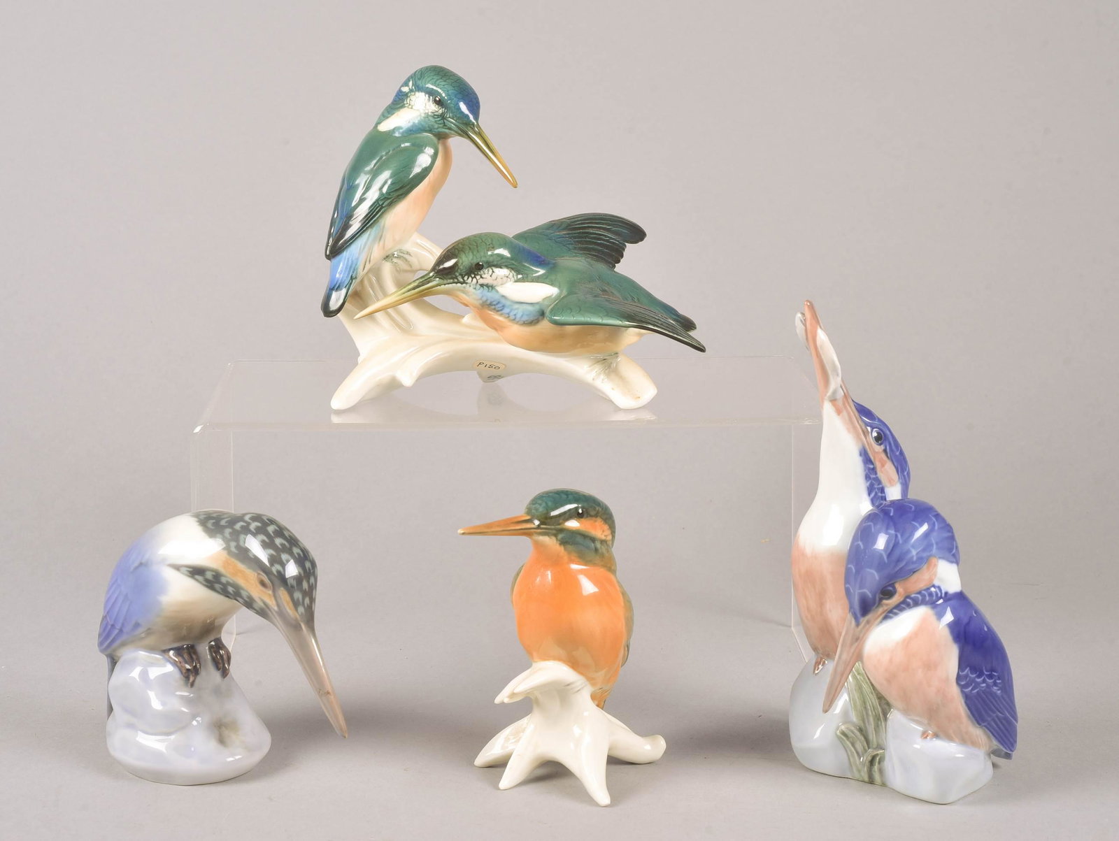 (4) Porcelain Kingfisher Bird Figures (1 of 2)