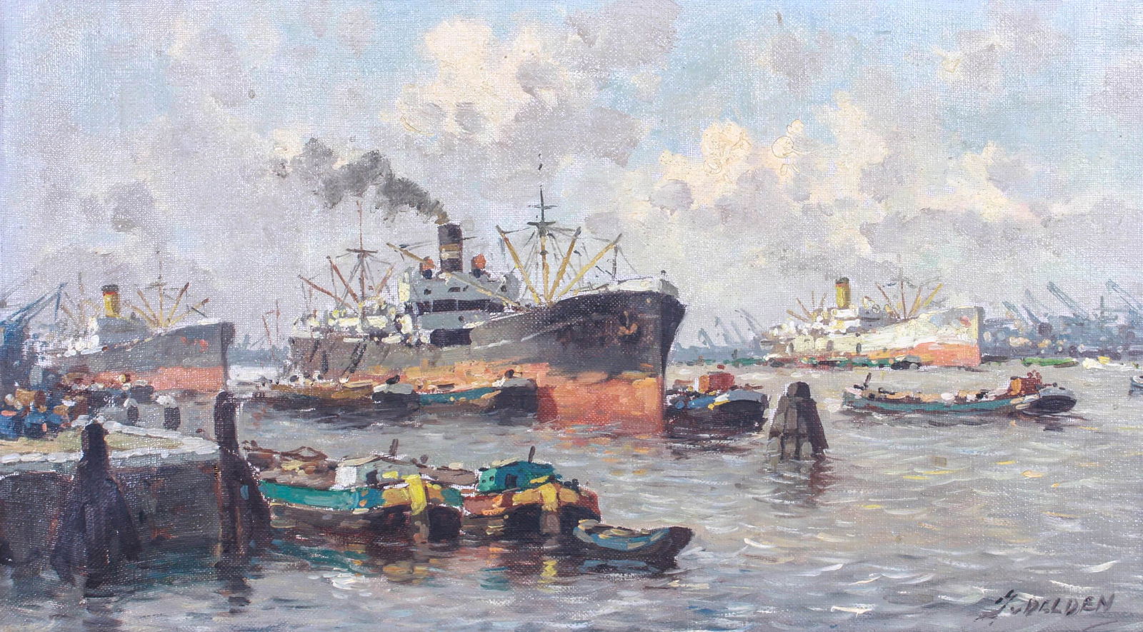 Jan van Delden "Steamship in Harbor" (1 of 8)