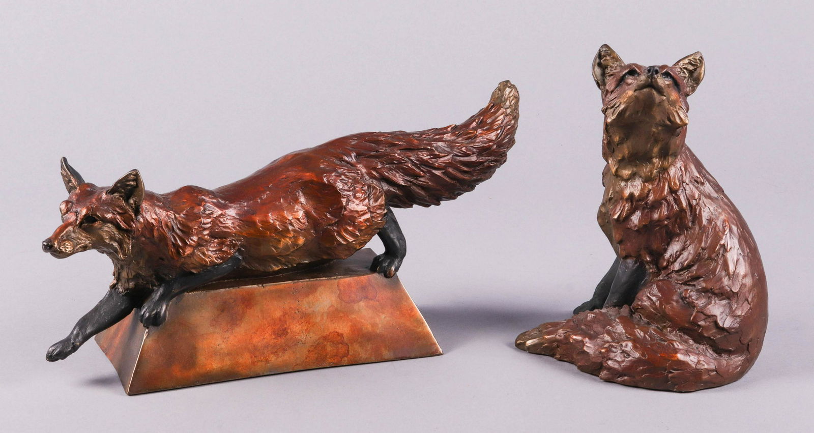 (2) DH Turner Bronze Fox Figures (1 of 1)