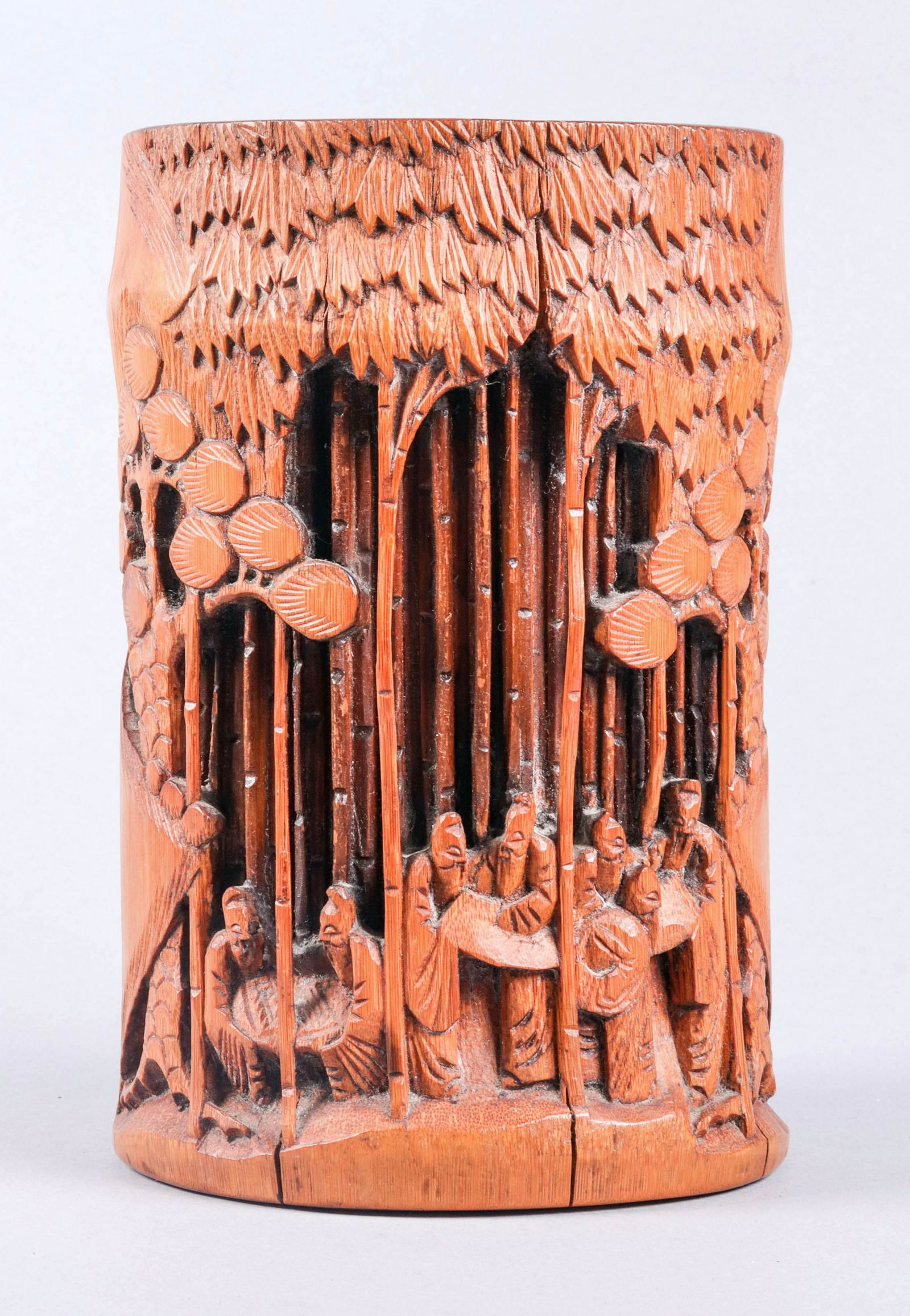Chinese Carved Bamboo Brush Pot (1 of 3)