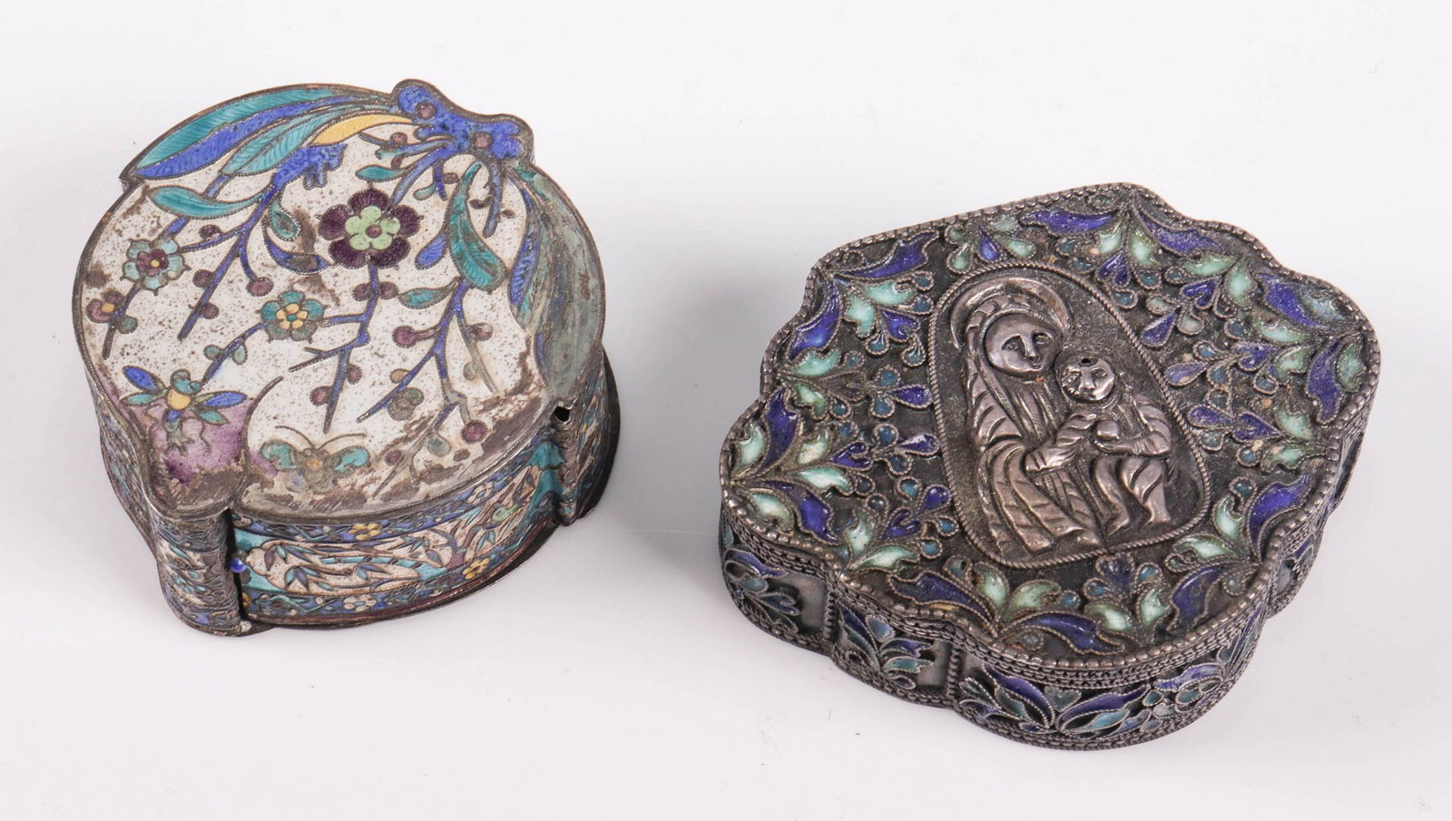 (2) Chinese Silver Enamel Boxes (1 of 6)