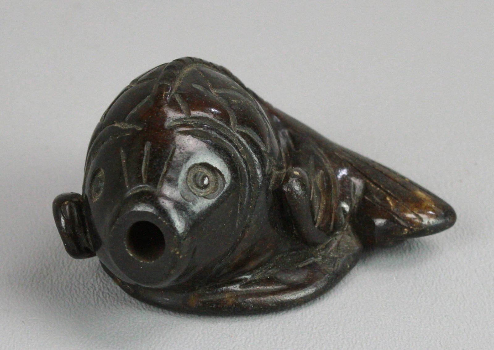 Chinese Carved Stone Koi Fish Snuff Bottle (1 of 3)