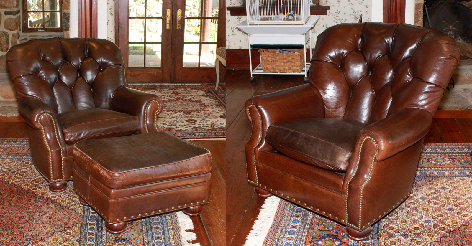 Pr Hancock and Moore leather armchairs (1 of 6)
