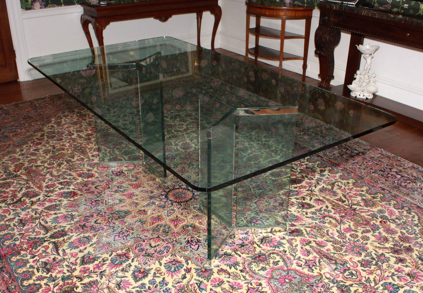 Modern Design Glass top Dining Table w/Glass base (1 of 3)
