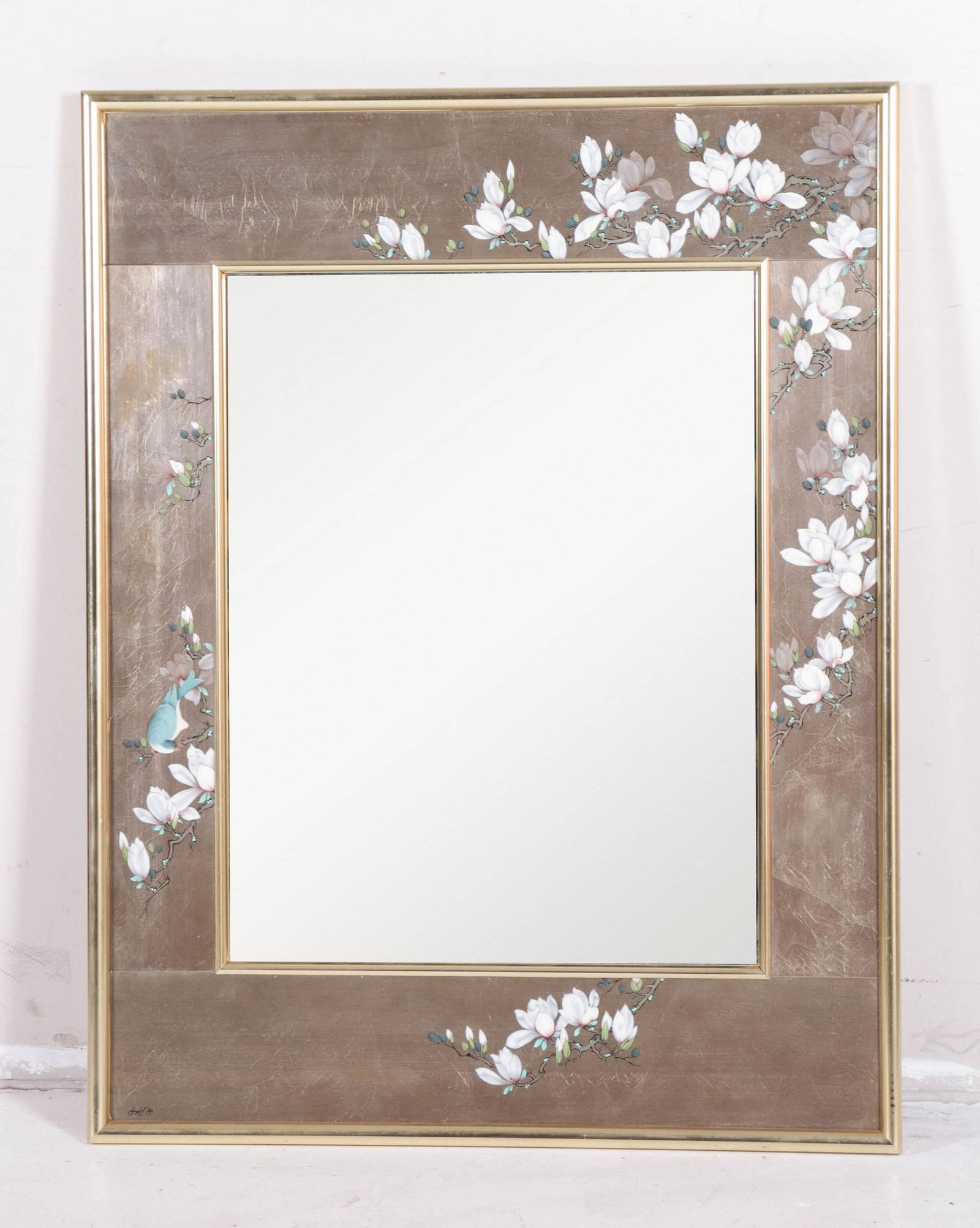 Labarge brass and floral decorated wall mirror (1 of 2)