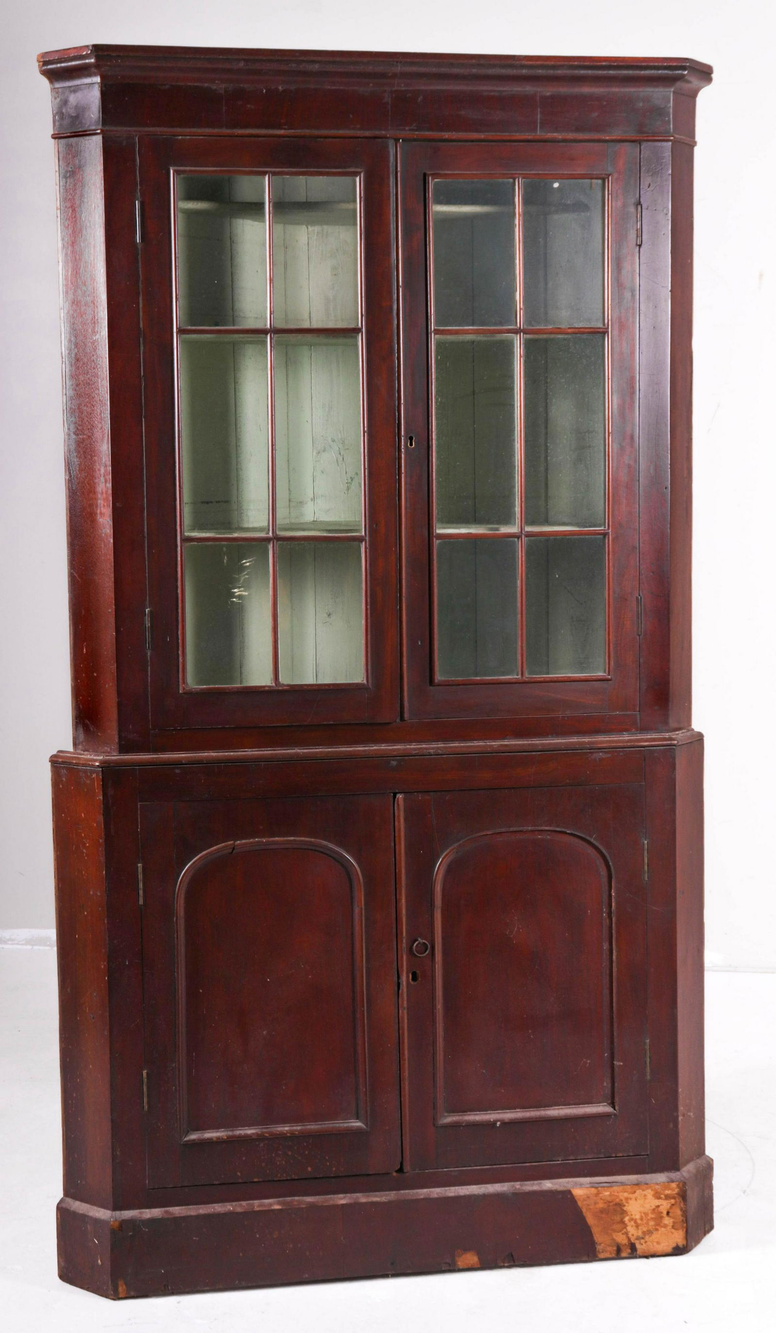 Pine 12-pane 2-pc corner cabinet (1 of 3)