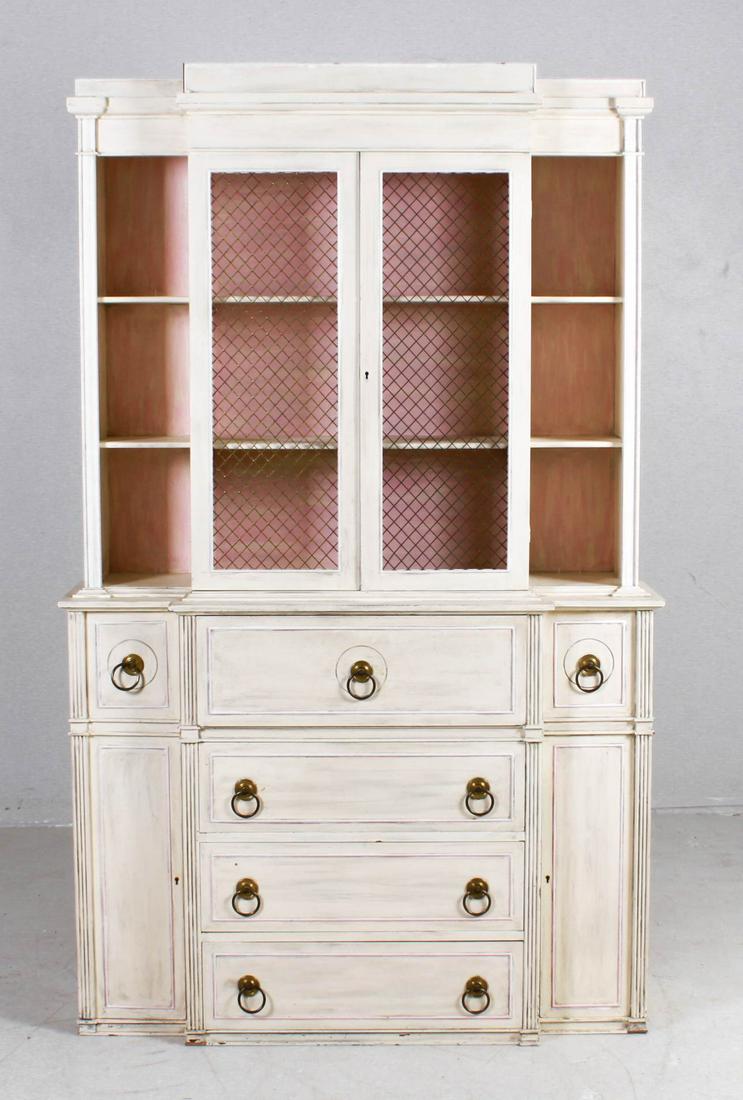 Cream and pink painted butler's cabinet (1 of 3)