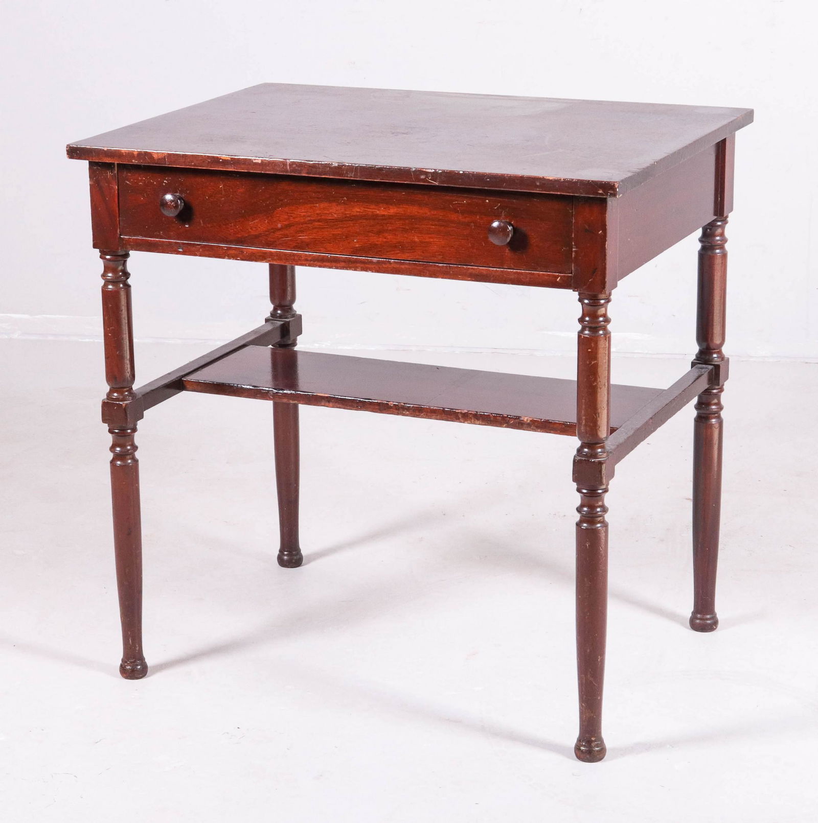 Sheraton style Mahogany one drawer desk (1 of 2)