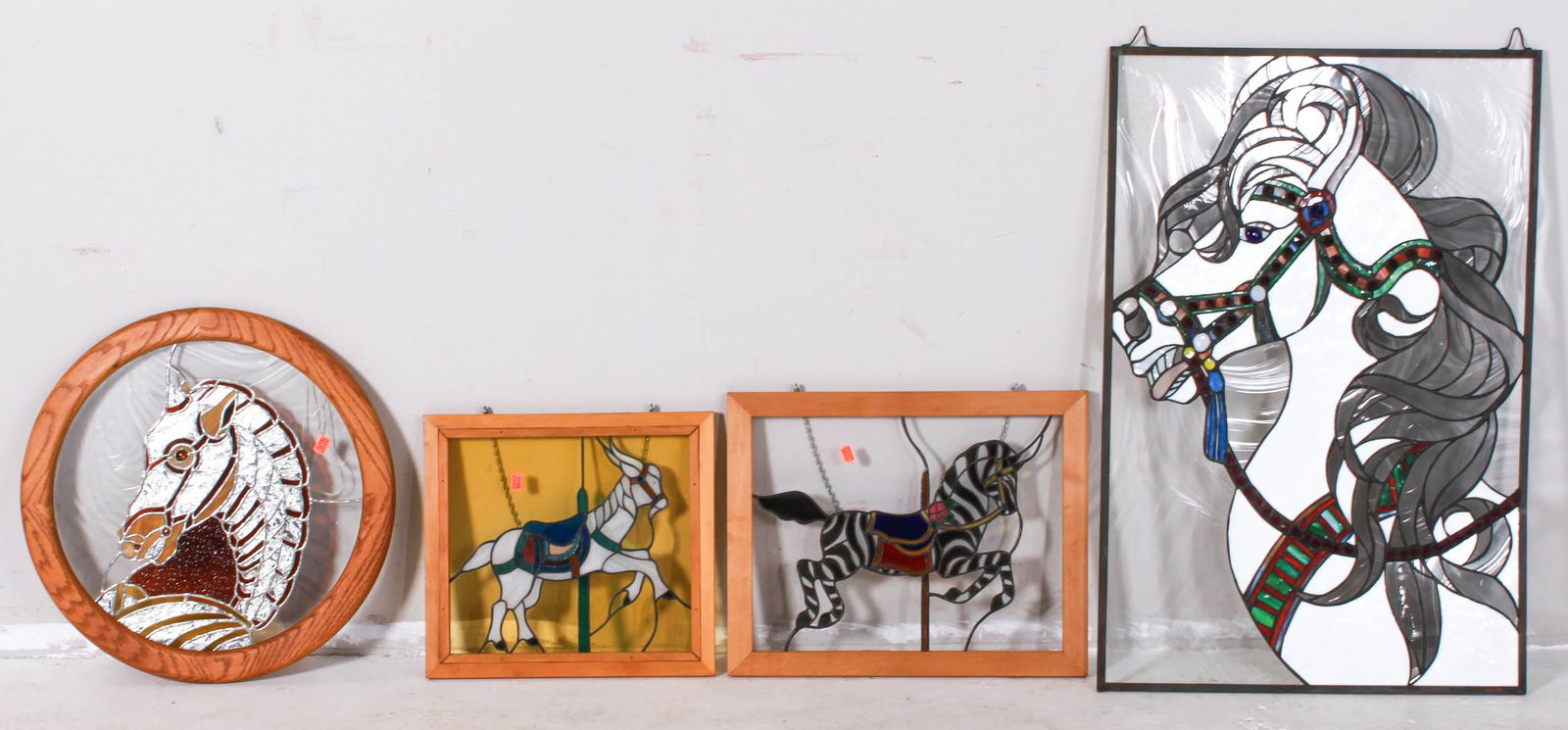 (4) Stained glass windows of carousel horses (1 of 1)