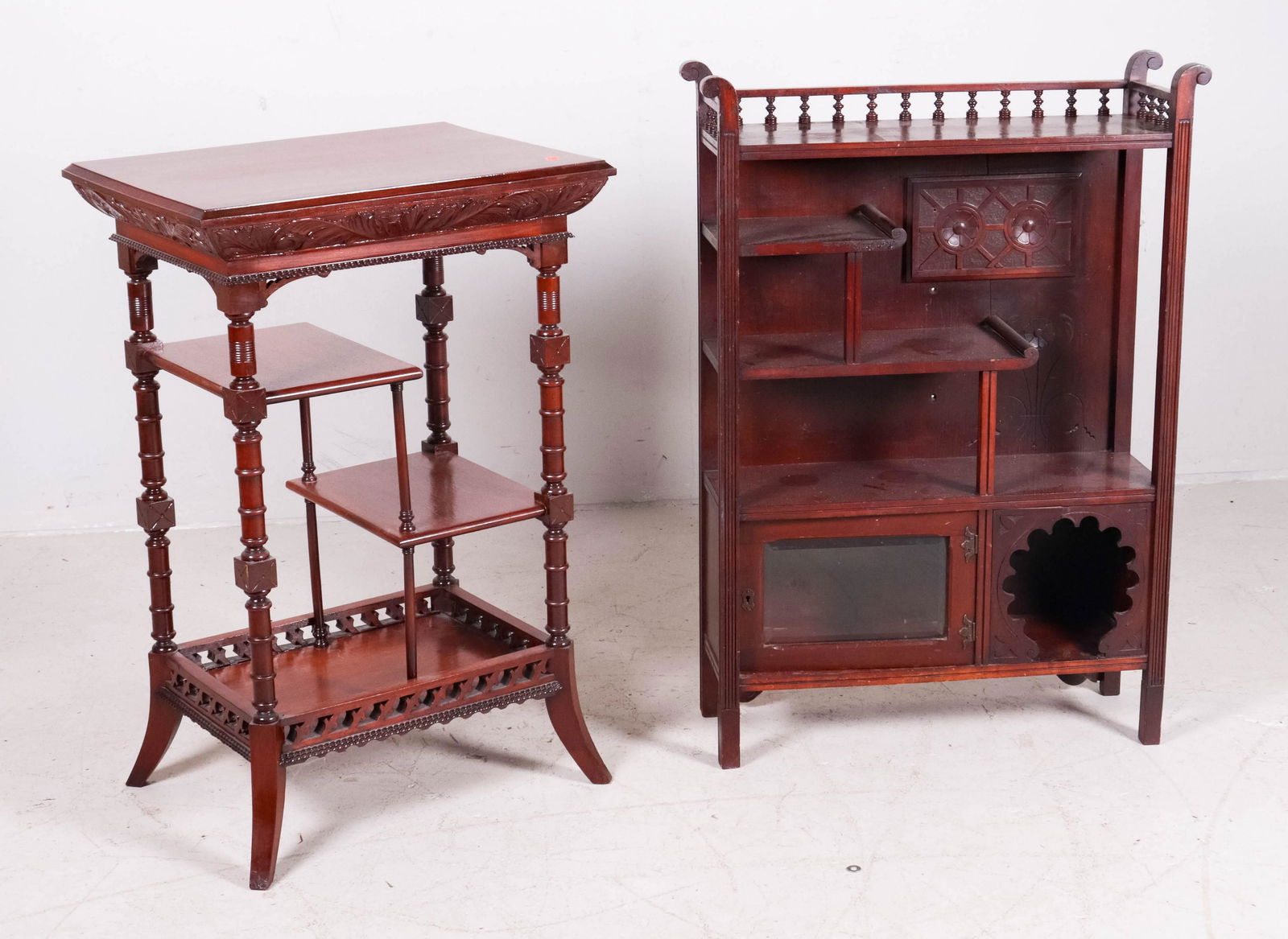 (2) Victorian style carved etageres (1 of 1)