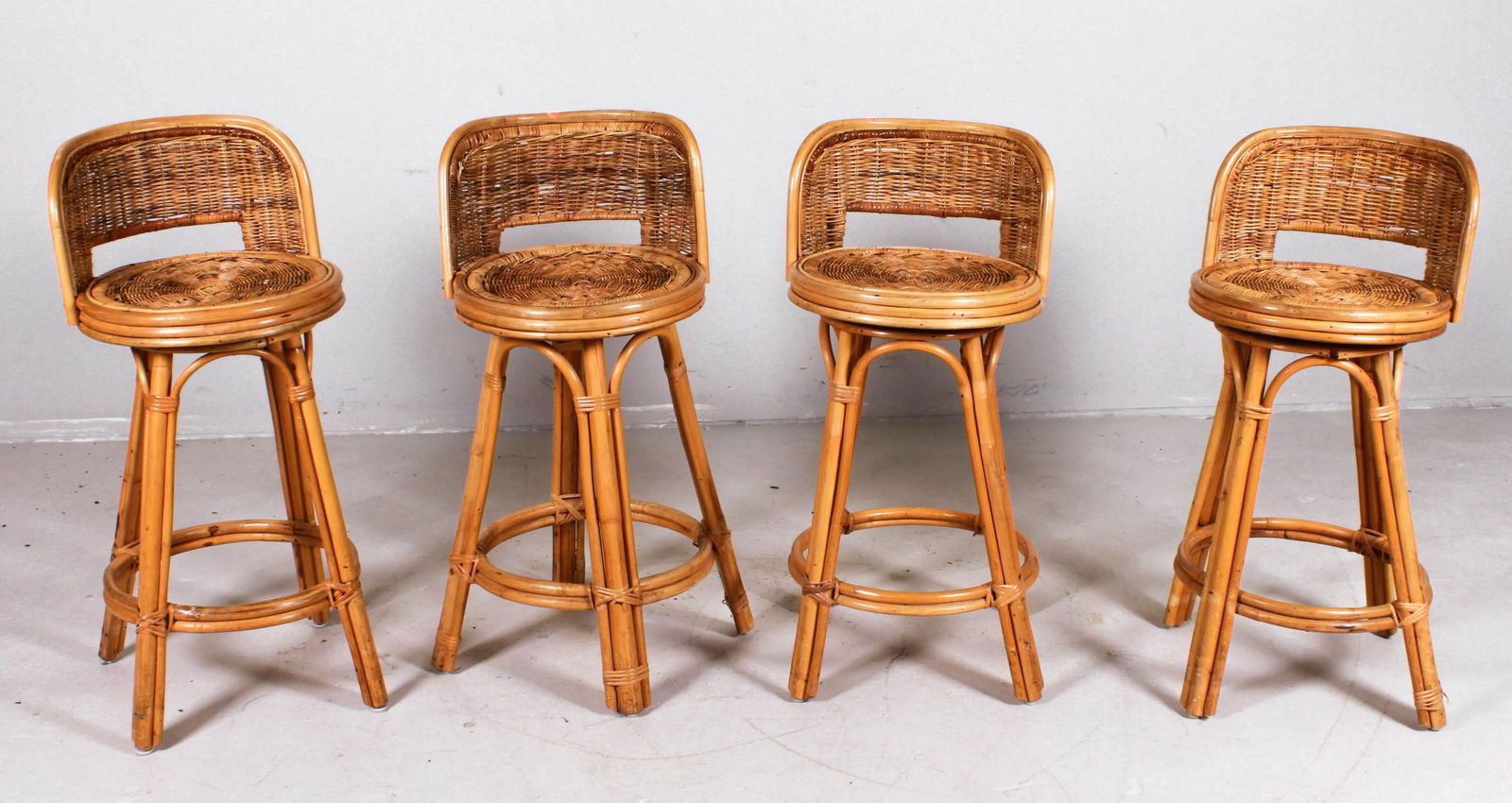 (4) Bamboo and wicker bar stools (1 of 1)