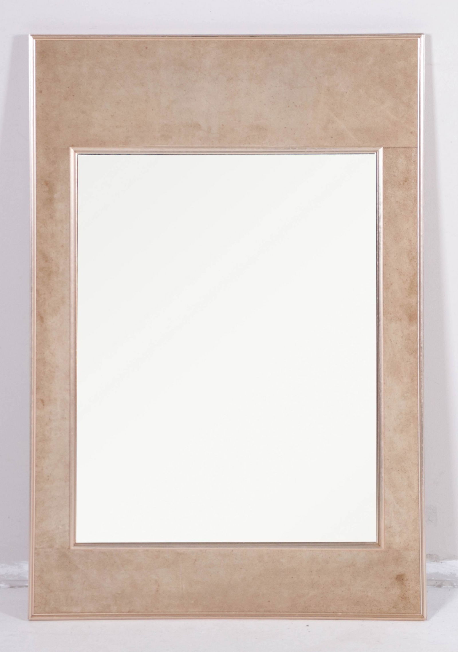 LaBarge Modern Design brass and suede wall mirror (1 of 2)
