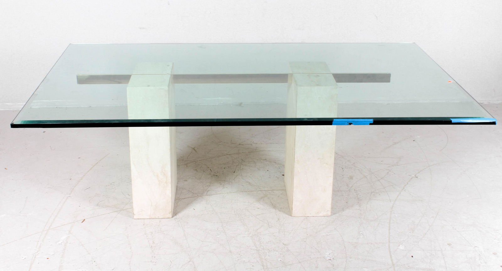 Modern Design glass top dining table w/ marble base (1 of 3)