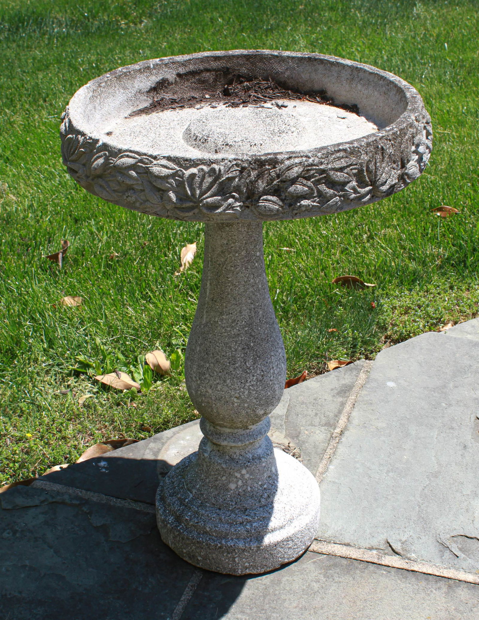Concrete Bird Bath, 20" d, 30 1/2" h. (1 of 1)