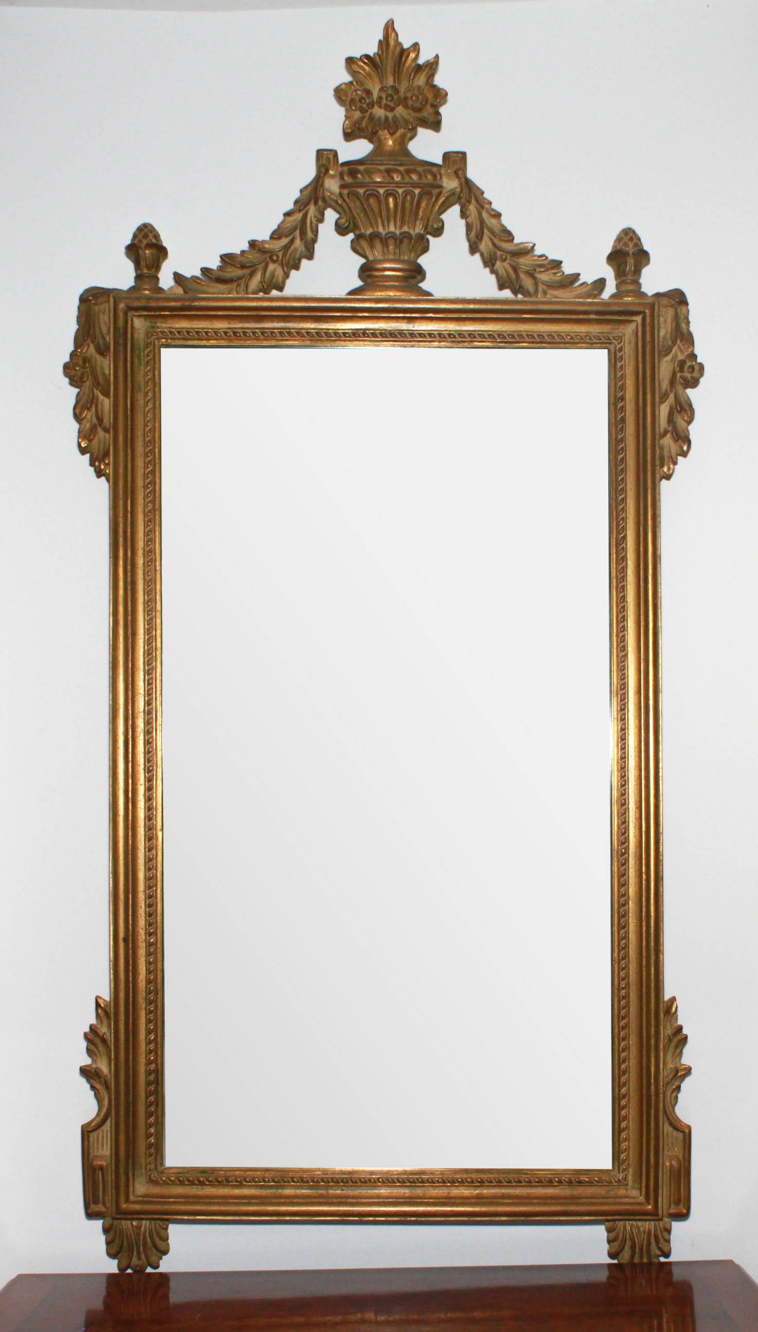 Gilt Framed French Style Wall Mirror, 43 "h, 21" w (1 of 1)