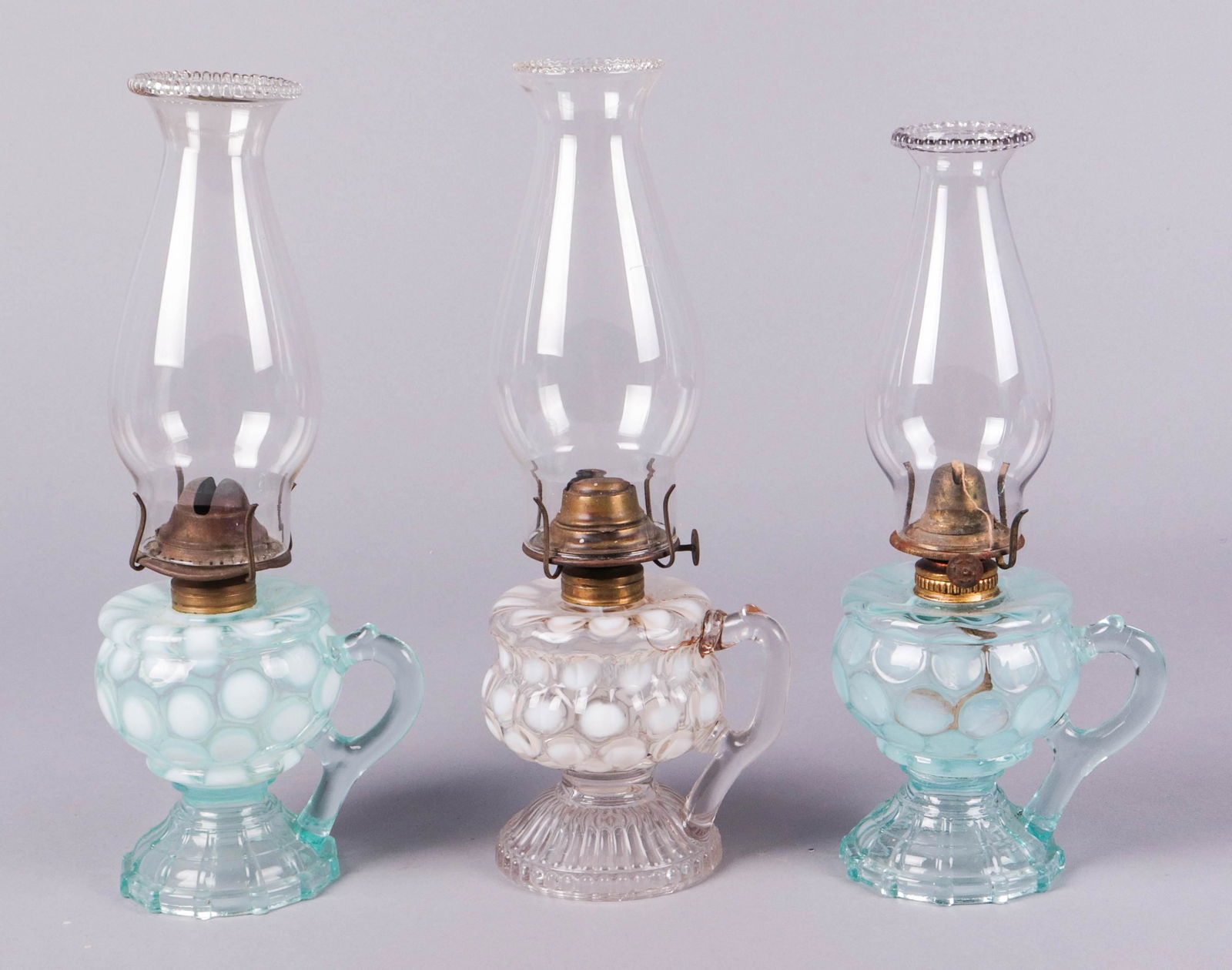 (3) Coin Spot Footed Finger Lamps (1 of 1)