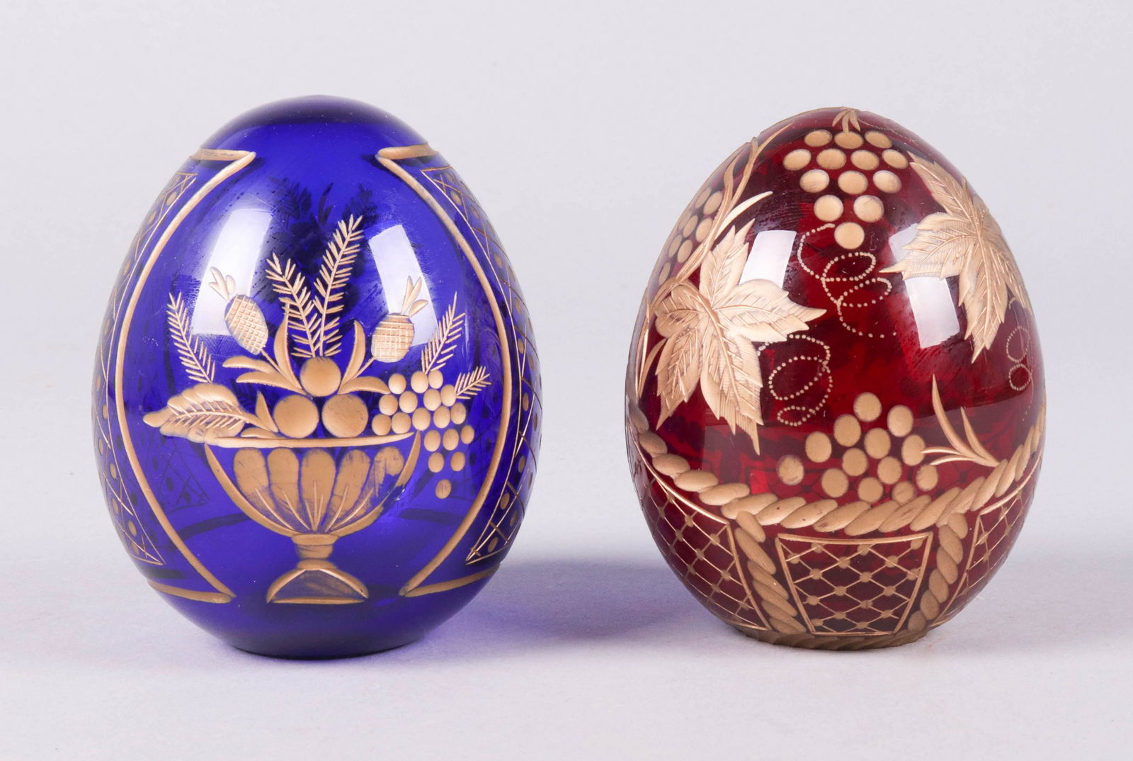 (2) Faberge Style Glass Egg Paperweights (1 of 1)