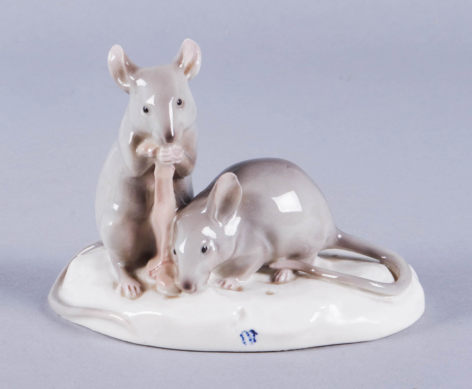 Nymphenburg Porcelain Mouse Group: Nymphenburg Porcelain Mouse Group, designed by Wilhelm Neuhauser, 1913, incised shield mark at front, 4-3/4" L x 3-1/2" h
