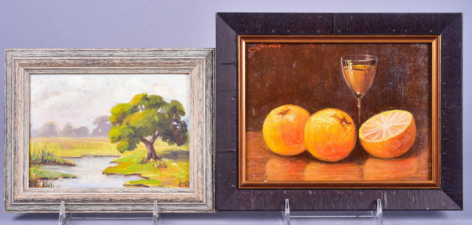 (2) Small Paintings Still Life & Landscape (1 of 5)