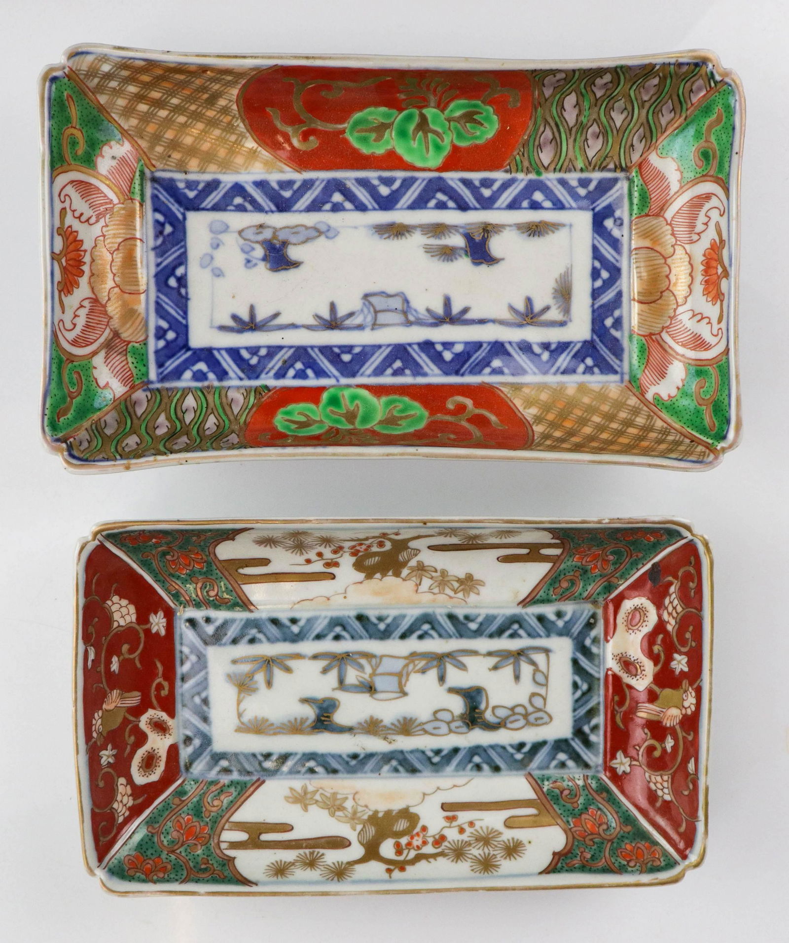 (2) Japanese Imari Porcelain Cut Corner Dishes (1 of 2)
