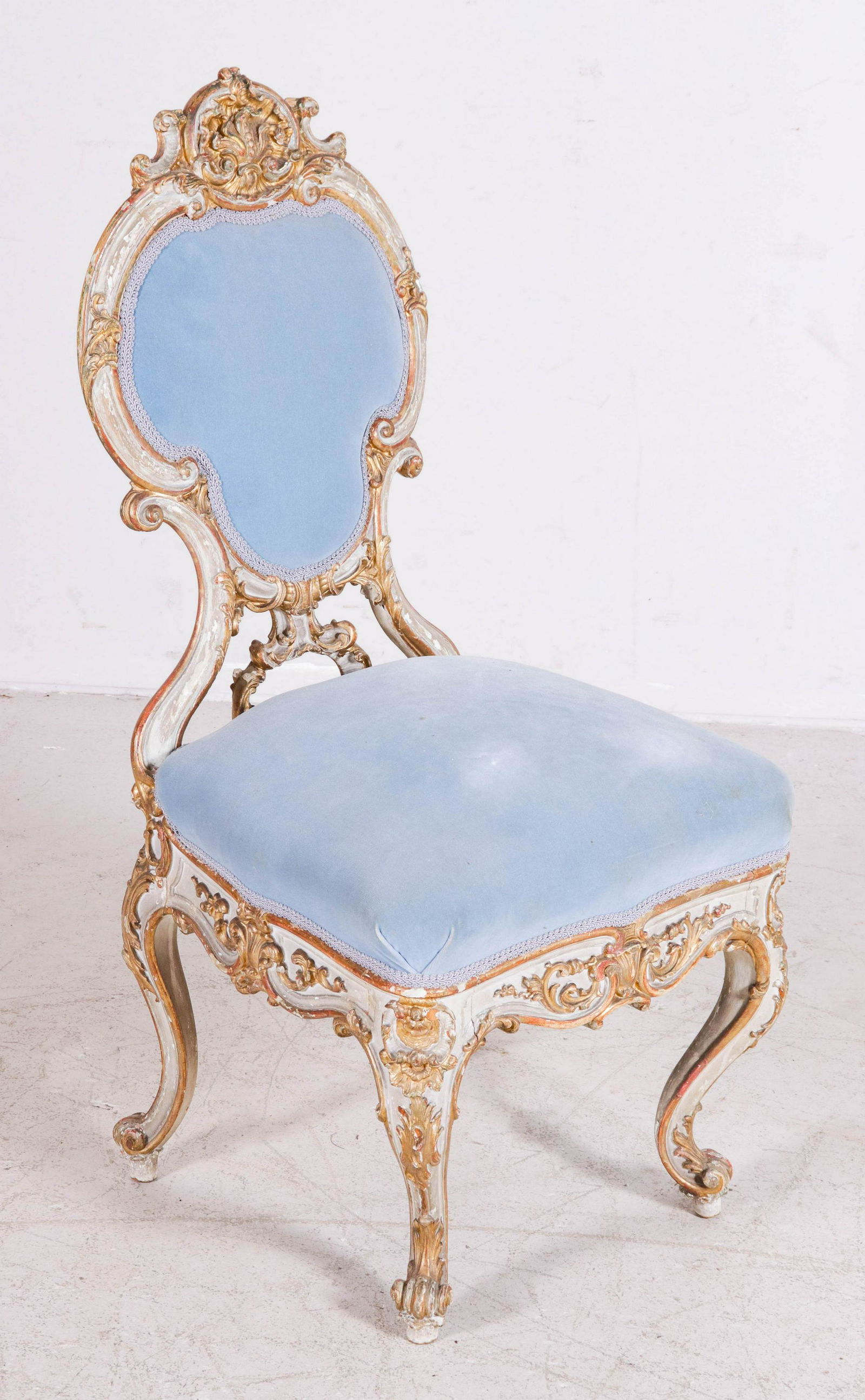 Louis XV style carved painted vanity chair (1 of 4)