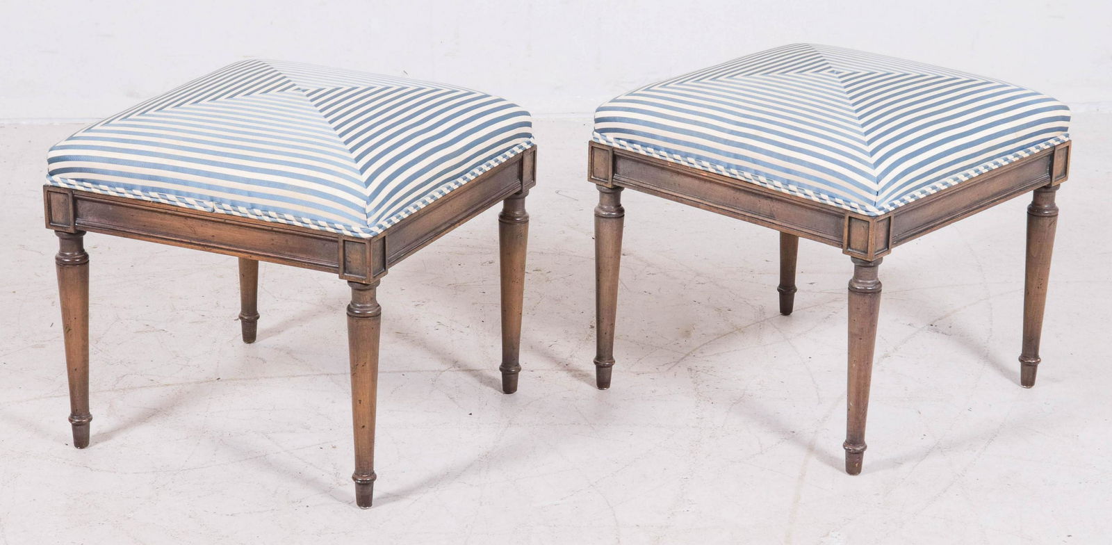 Pair Louis XVI style upholstered footstools (1 of 3)