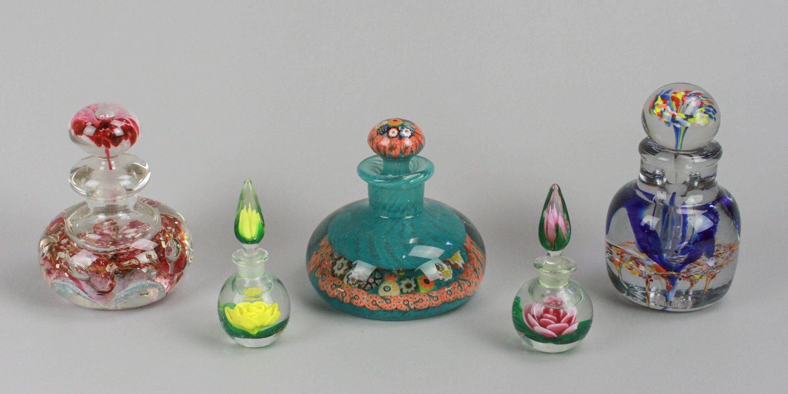 (5) Paperweight Glass Cologne Scent Bottles (1 of 1)