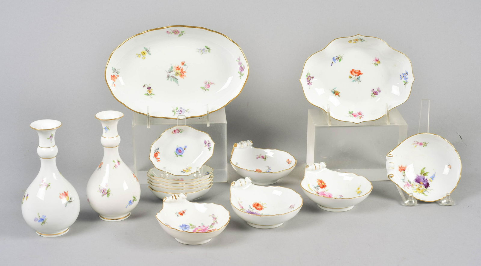 (15) Pcs Meissen Floral Decorated Tableware (1 of 7)