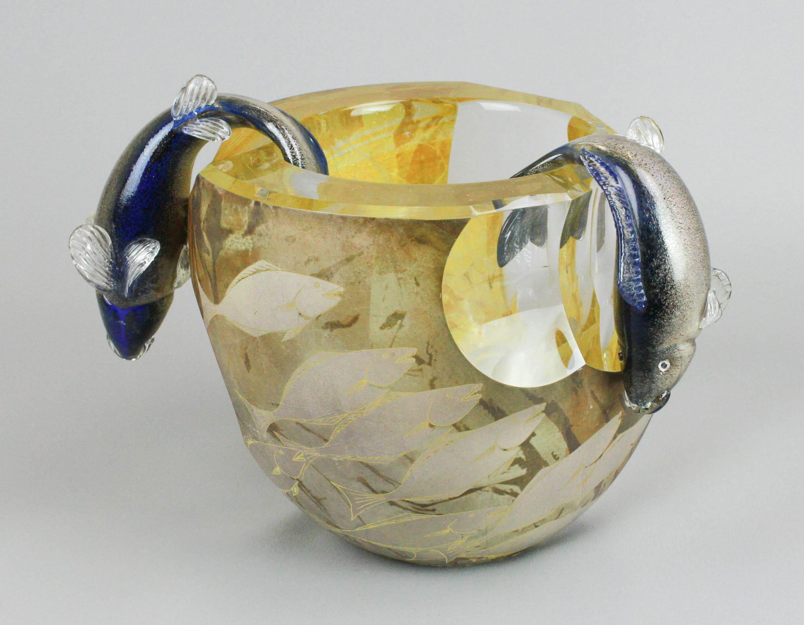 Hiroshi Yamano "Fish Catcher" Art Glass Sculpture (1 of 10)