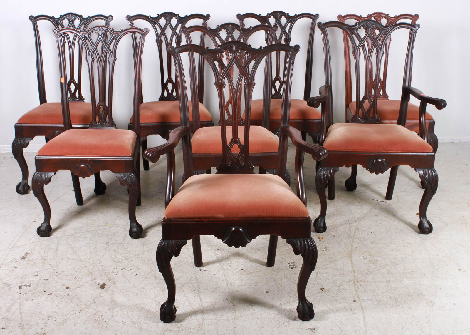 (8) carved mahogany Chippendale style dining room (1 of 4)