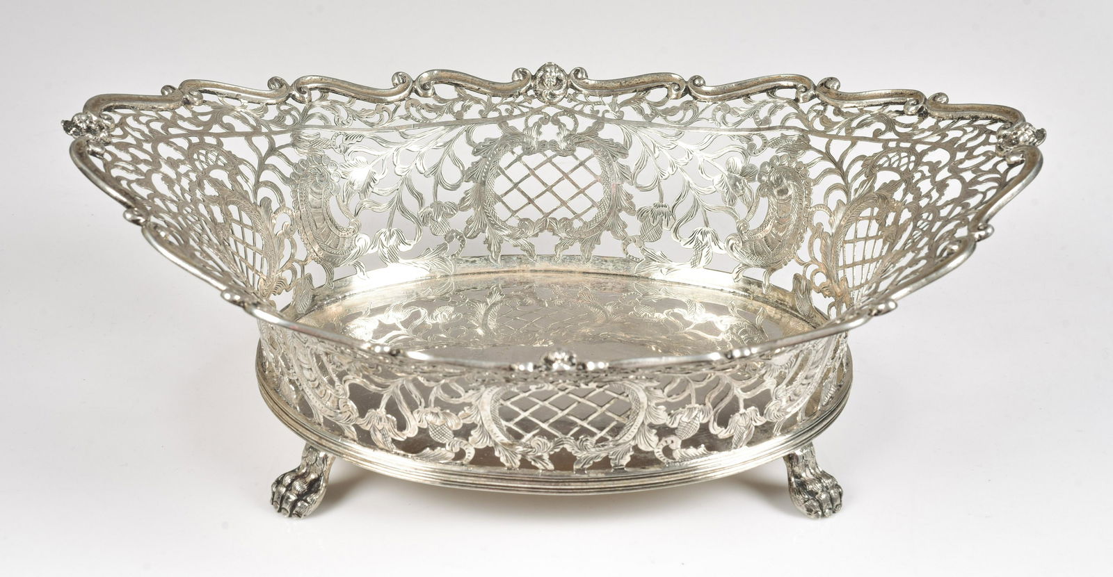Dutch 833 Silver Oval Reticulated Footed Basket (1 of 4)