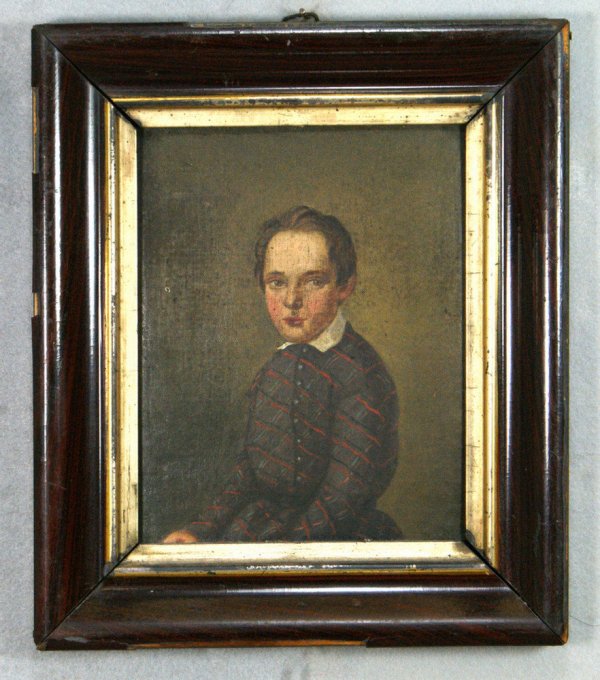 19th c school, o/canvas board, portrait of a young : 19th c school, o/canvas board, portrait of a young man, 8" x 6 1/2"