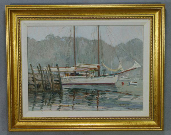 Frederick Kubitz, AWS, American, 20th c, o/c, 12": Frederick Kubitz, AWS, American, 20th c, o/c, 12" x 16", The Timberwind, Rockport, ME