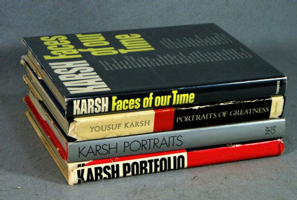(4) volumes on Yousuf Karsh, Karsh Portfolio, Uni: (4) volumes on Yousuf Karsh, Karsh Portfolio, University of Toronto Press, 1967, Karsh, Faces Of Our Time, University of Toronto Press, 1970, Karsh Portraits, 3rd, 1979, & Portraits Of Greatness, Univ