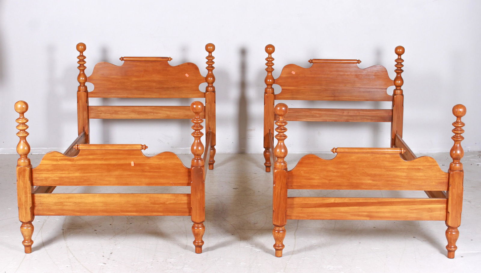 Pair Sheraton style cannonball twin size beds (1 of 1)