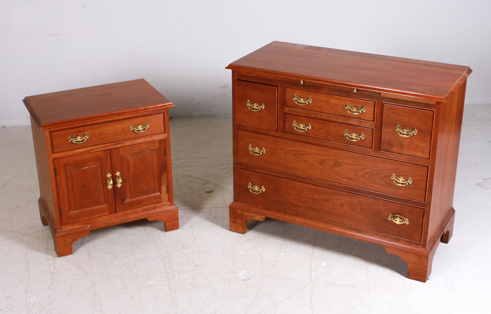 Leopold Stickley cherry chest of drawers and nightstand (1 of 3)