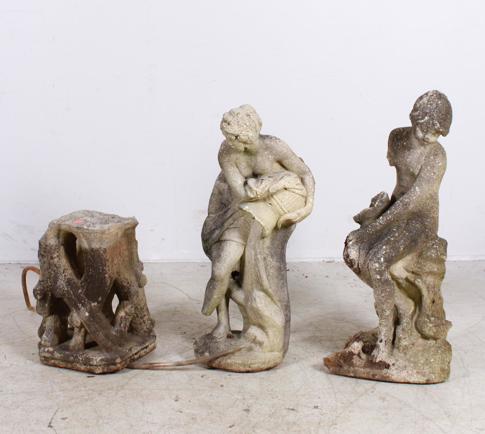 (2) Figural concrete fountains, branch form fountain (1 of 4)