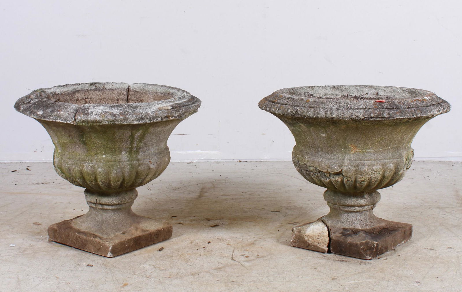 Pair Cement urn form planters (1 of 4)