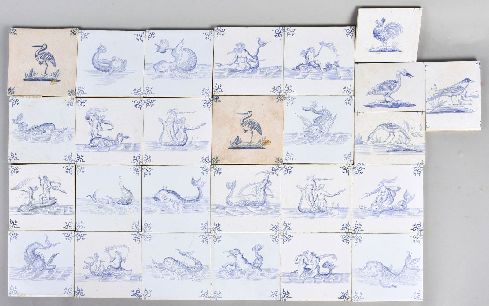 (26) Delft Porcelain Tiles - Fish & Birds (1 of 1)
