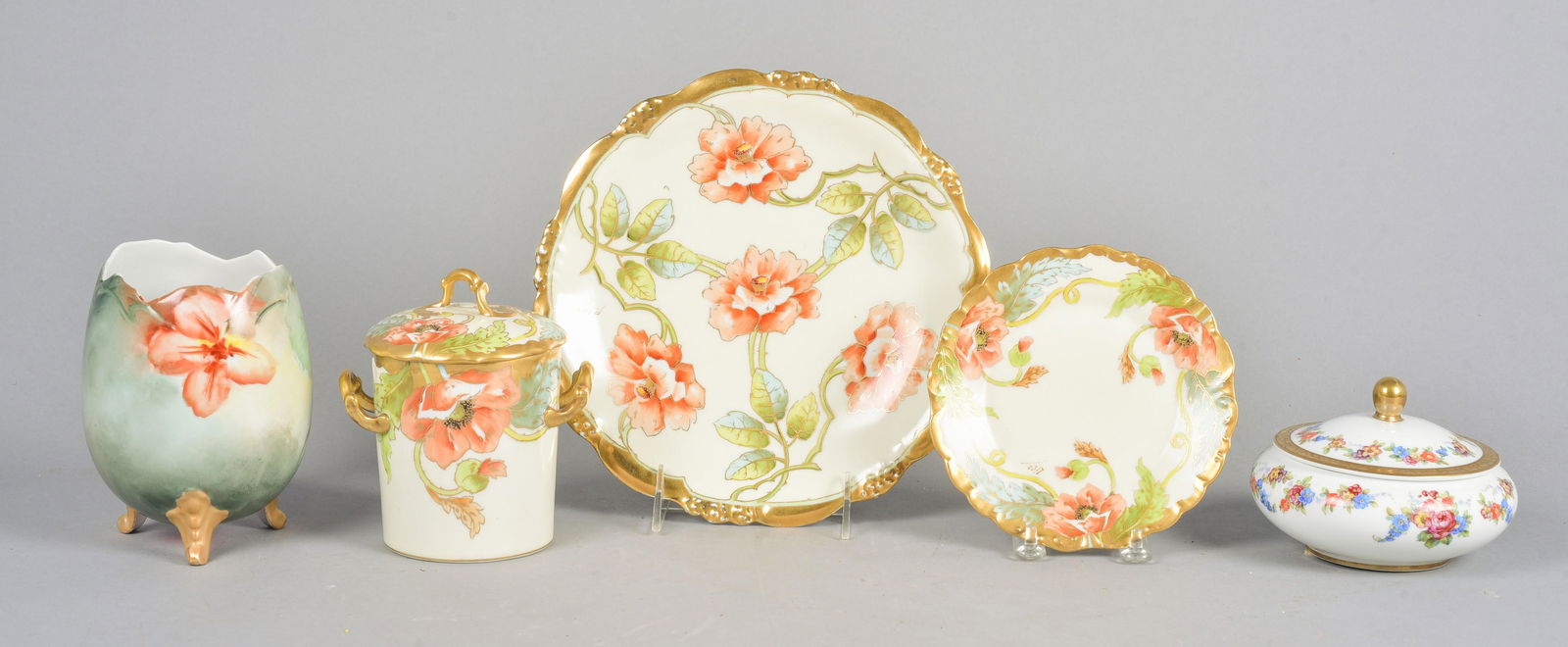 (4) Hand Painted Parcel Gilt Table Items (1 of 4)
