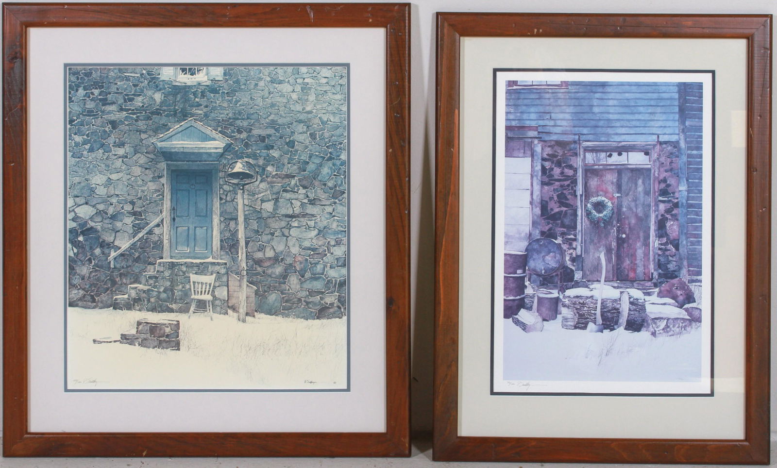 (2) Peter Sculthorpe Prints Brandywine Doors: (2) Peter Sculthorpe (American, b 1948) PA artist, prints Brandywine Door, "Christmas at the Forge", edition 346/500, 18" x 12" image; "Coachman's Rest", edition 426/500, 19-1/2" x 16-7/8" sight; each