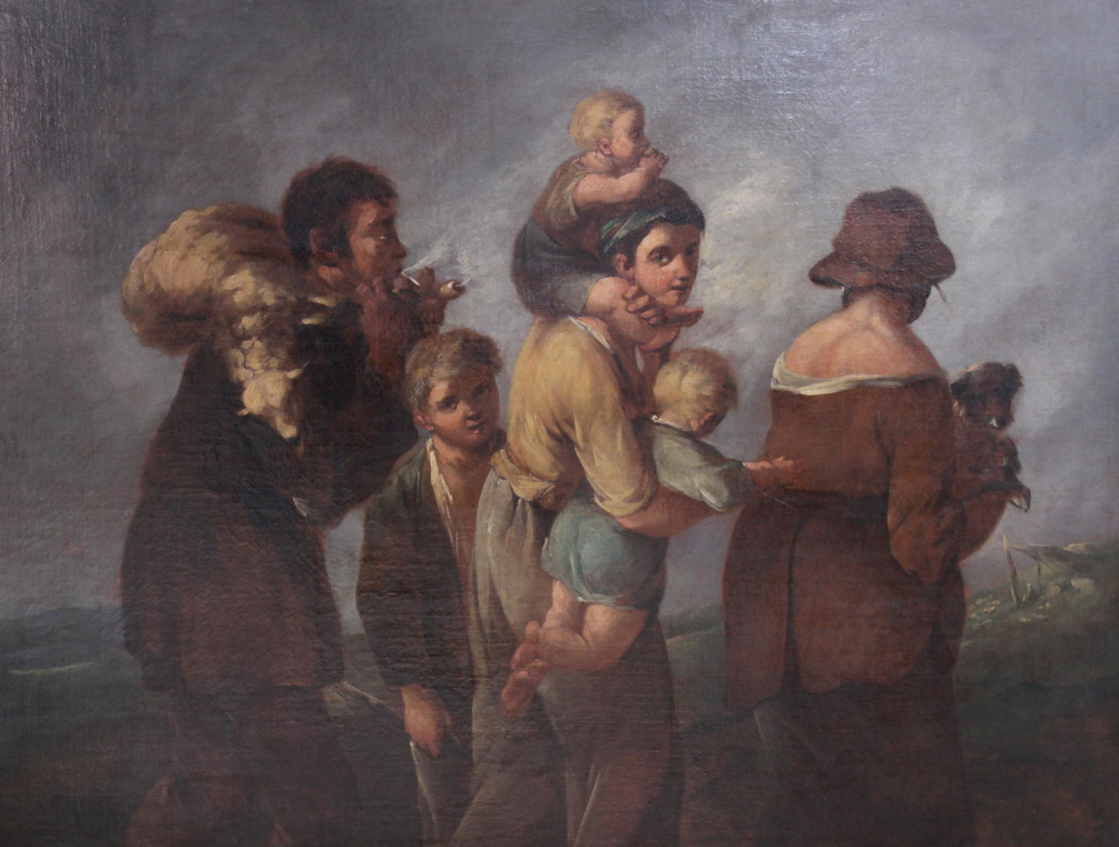 19th C Continental painting of a family outing (1 of 3)