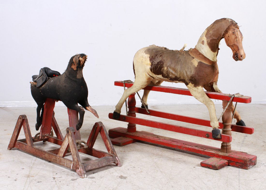 (2) Child's rocking horses on wooden stands (1 of 1)