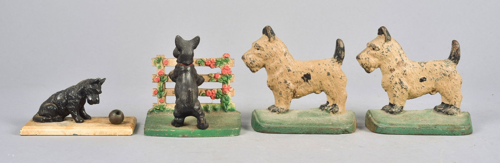(4) Cast Iron Terrier Bookends and Figures (1 of 2)