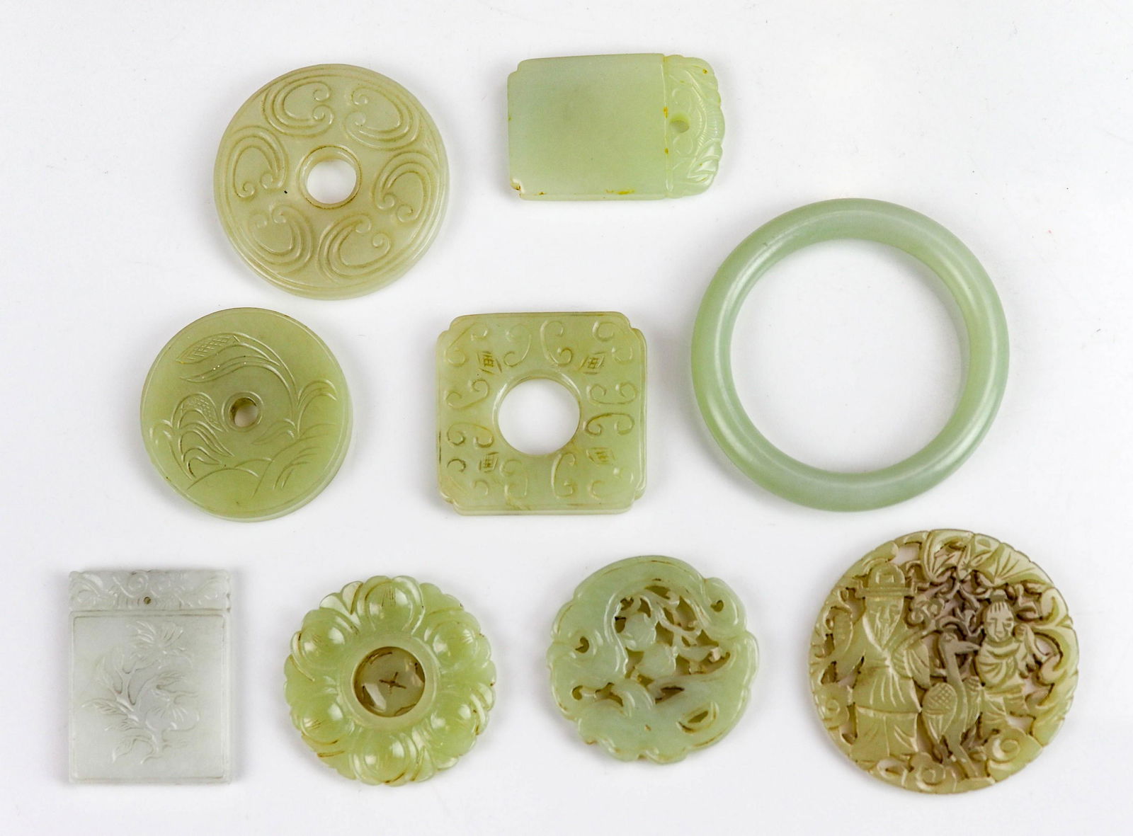 (9) Pcs Chinese Carved Jade (1 of 1)